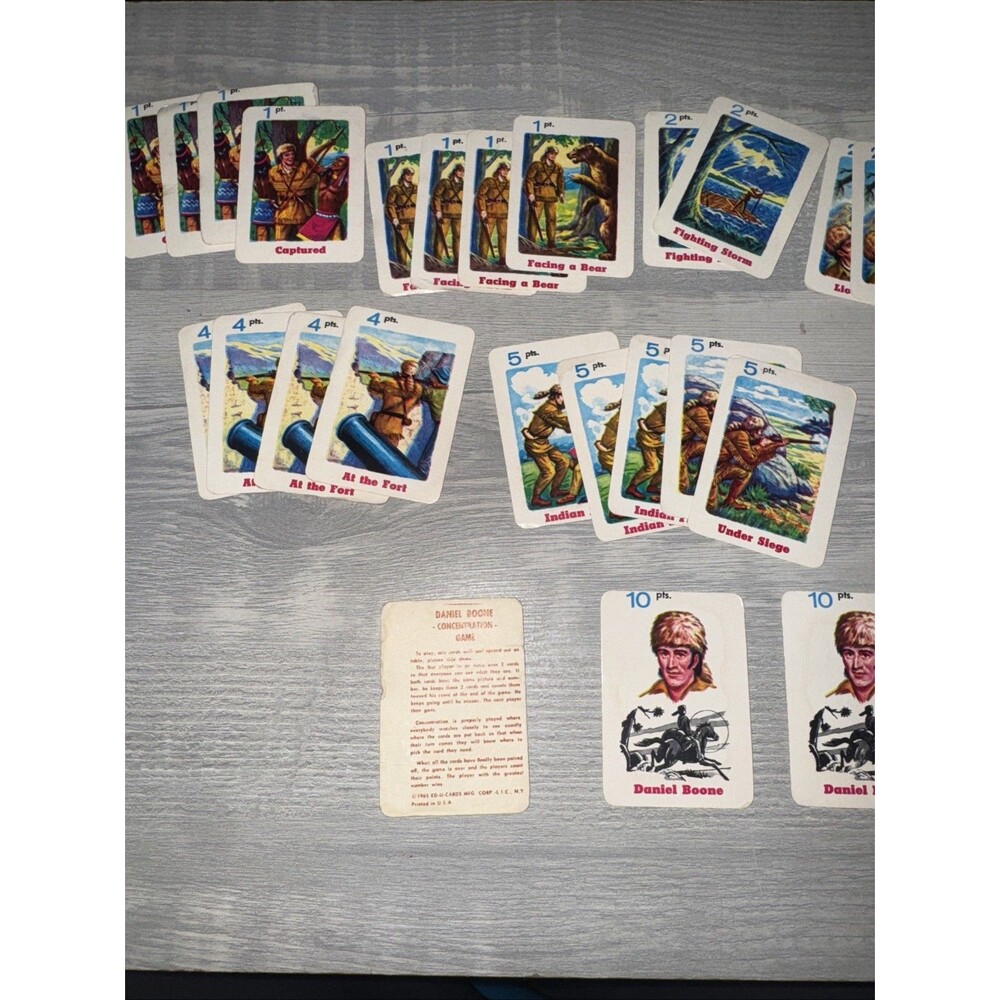 Daniel Boone and Cowboys and Indians Mini Card Game Vtg 1967 Ed-u-cards Western